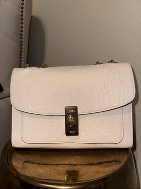 Coach Pebbled Leather Shoulder Bag in Ivory with Gold Hardware authentic